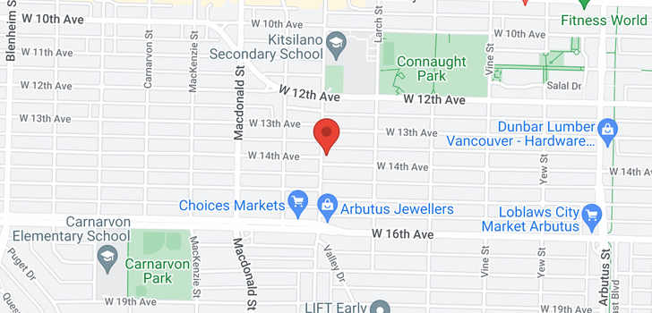 map of 2595 W 14TH AVENUE